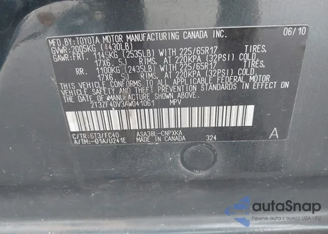 2010 Toyota Rav4 from USA, damaged, VIN 2T3ZF4DV3AW041061